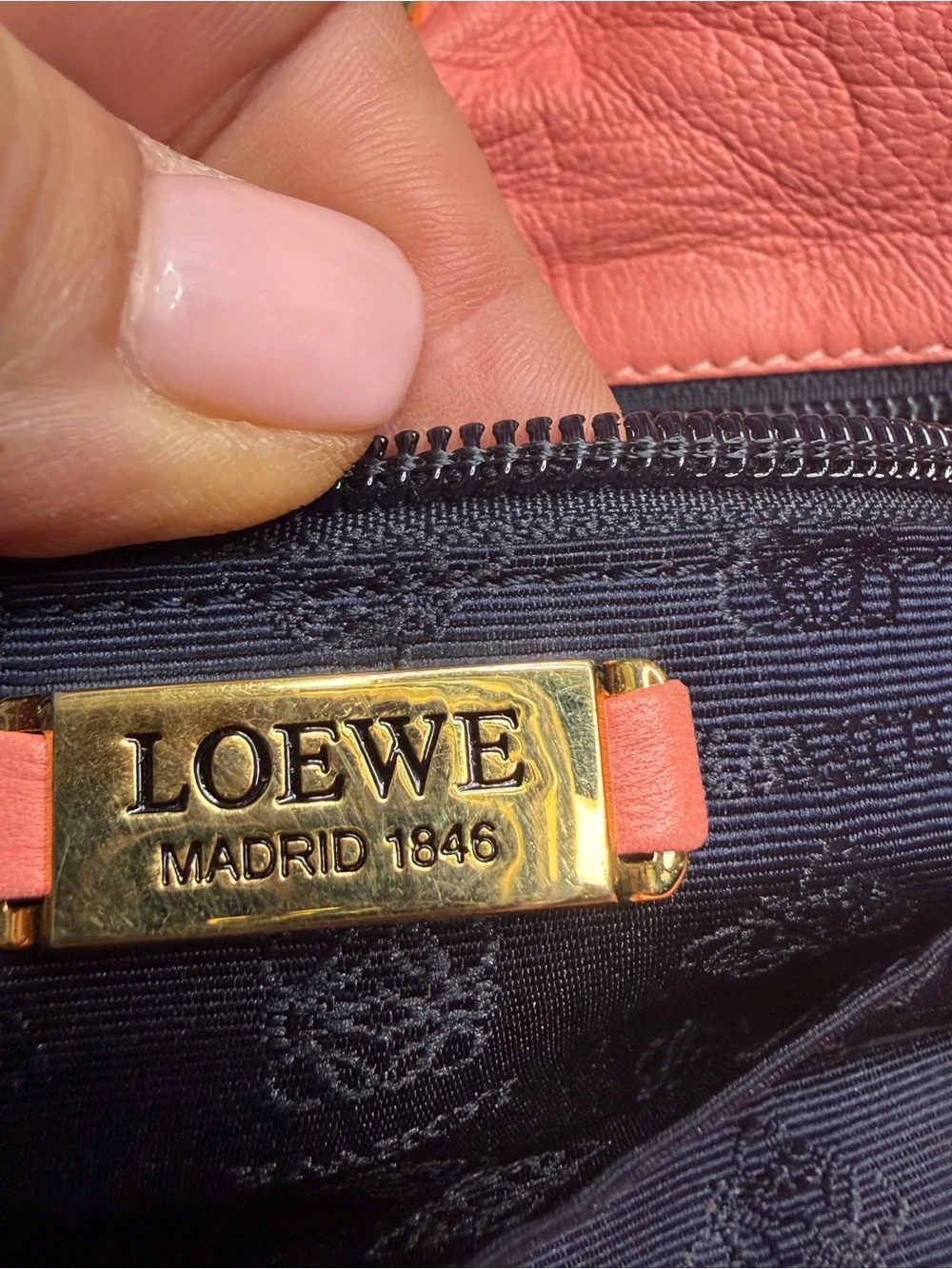 Loewe Coral Pink Leather Shoulder Bag with Anagram Detail
